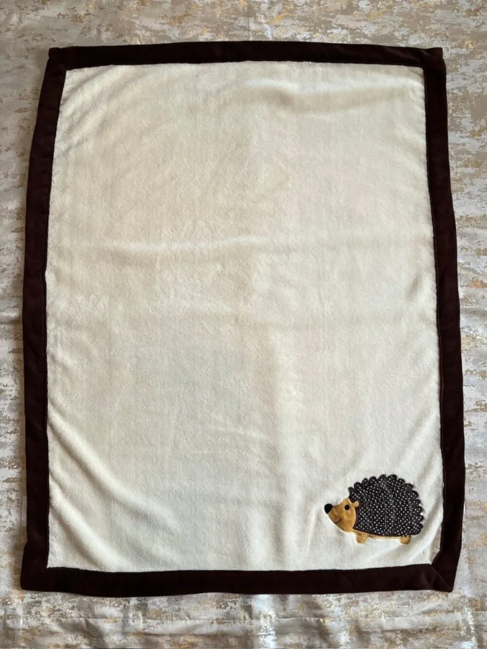 Lambs & Ivy Baby Blanket Beige Brown Hedgehog Porcupine Woodland Animal Security